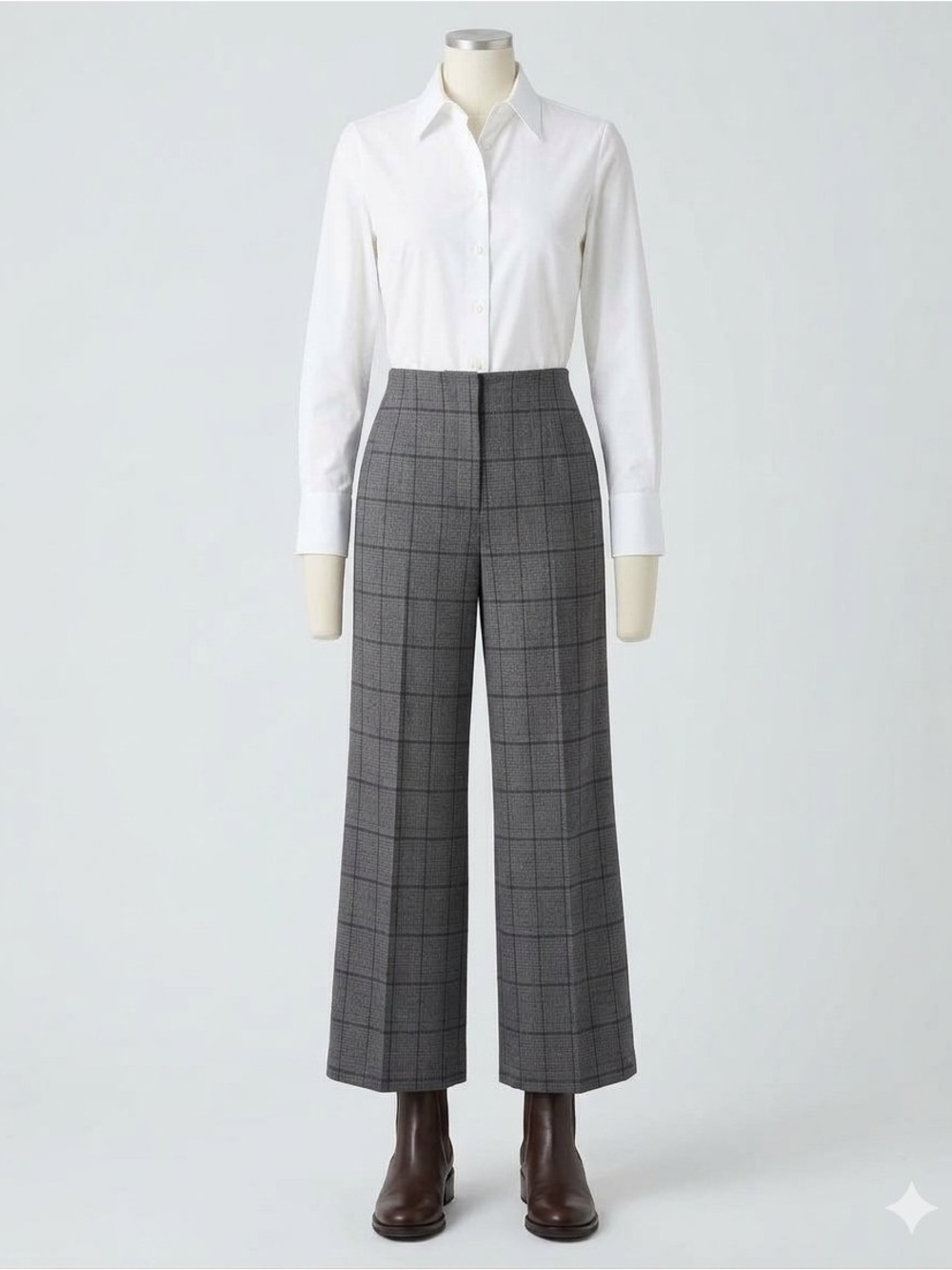 Zac & Rachel Gray Plaid Wide Leg Cropped Ankle Trousers Pants - Size Large L